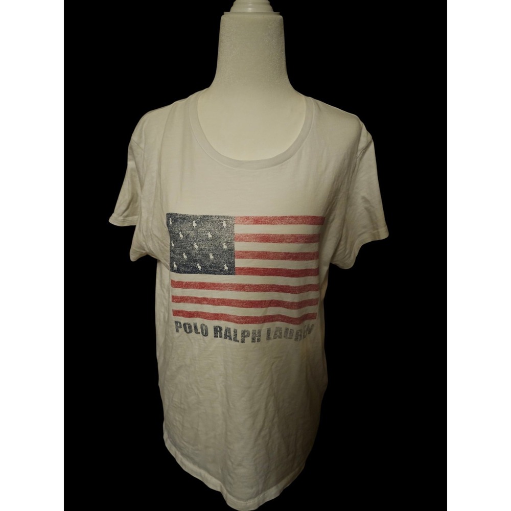 Ralph Lauren Flag tShirt Women's Large No Stains Short Sleeve